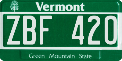 VT license plate ZBF420