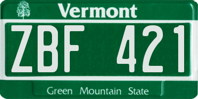 VT license plate ZBF421