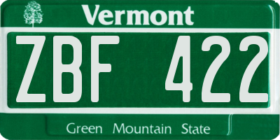 VT license plate ZBF422