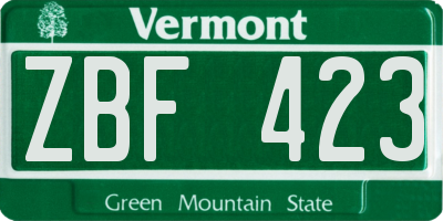 VT license plate ZBF423