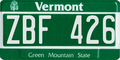 VT license plate ZBF426