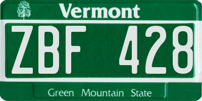VT license plate ZBF428