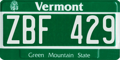 VT license plate ZBF429