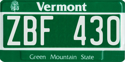 VT license plate ZBF430