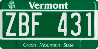 VT license plate ZBF431