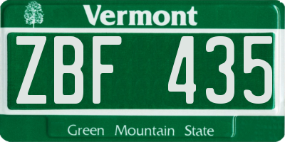 VT license plate ZBF435