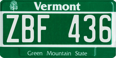 VT license plate ZBF436