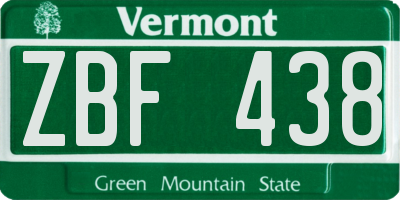 VT license plate ZBF438