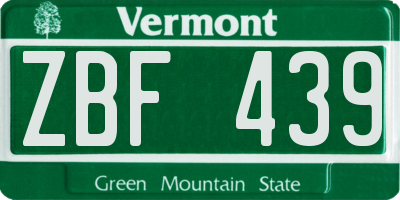 VT license plate ZBF439