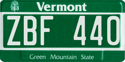 VT license plate ZBF440