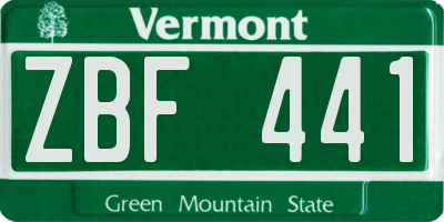 VT license plate ZBF441