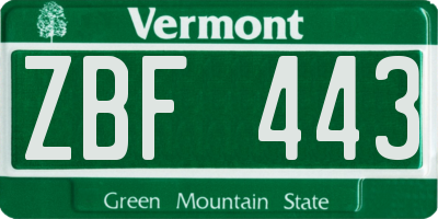 VT license plate ZBF443