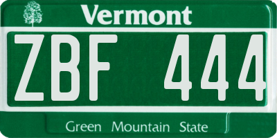 VT license plate ZBF444