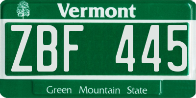 VT license plate ZBF445