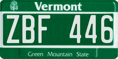 VT license plate ZBF446