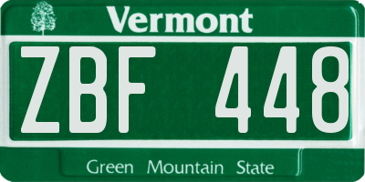 VT license plate ZBF448