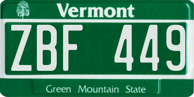 VT license plate ZBF449