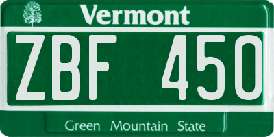 VT license plate ZBF450