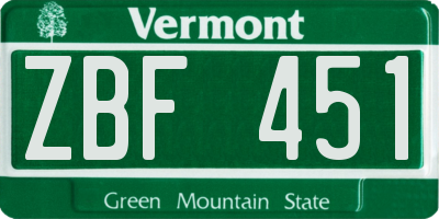 VT license plate ZBF451