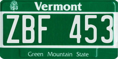 VT license plate ZBF453