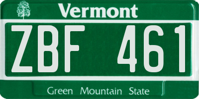 VT license plate ZBF461