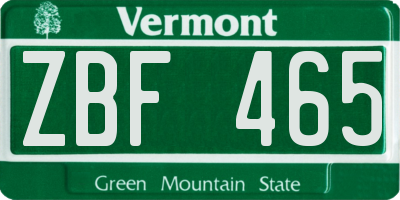 VT license plate ZBF465
