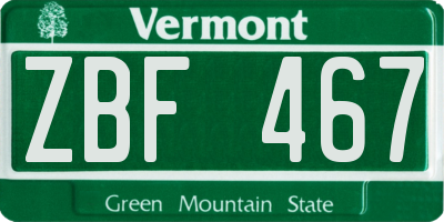 VT license plate ZBF467
