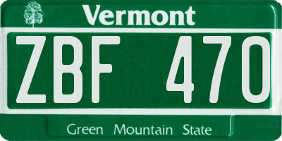 VT license plate ZBF470
