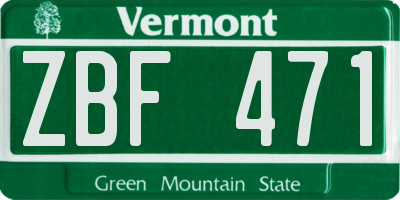 VT license plate ZBF471
