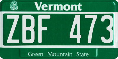 VT license plate ZBF473
