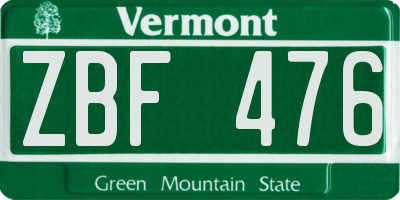 VT license plate ZBF476