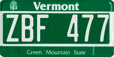 VT license plate ZBF477