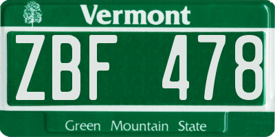 VT license plate ZBF478