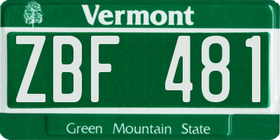 VT license plate ZBF481
