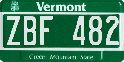 VT license plate ZBF482