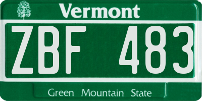 VT license plate ZBF483