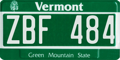 VT license plate ZBF484
