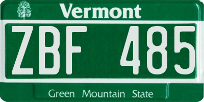 VT license plate ZBF485