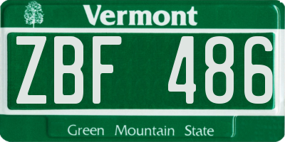 VT license plate ZBF486