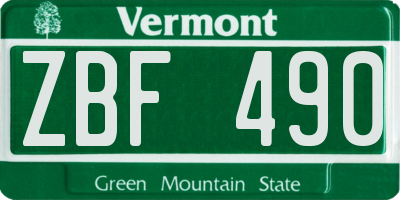 VT license plate ZBF490