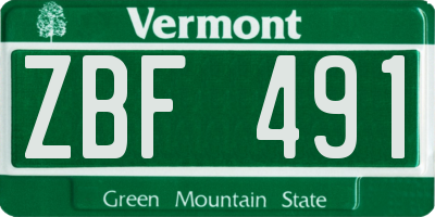 VT license plate ZBF491