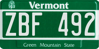 VT license plate ZBF492