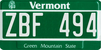 VT license plate ZBF494