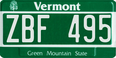 VT license plate ZBF495