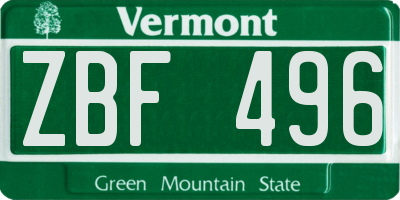 VT license plate ZBF496