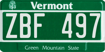 VT license plate ZBF497