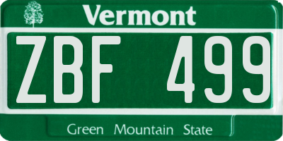 VT license plate ZBF499