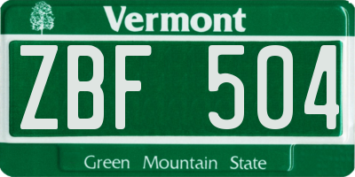 VT license plate ZBF504