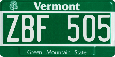 VT license plate ZBF505