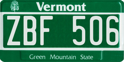 VT license plate ZBF506